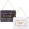 2 Pack Double Sided Open and Closed Sign for Business Door, Window, Reversible Hanging Sign for Small Business, Boutique, Retail, Gold Marble Design (11.5 x 8.5 In)